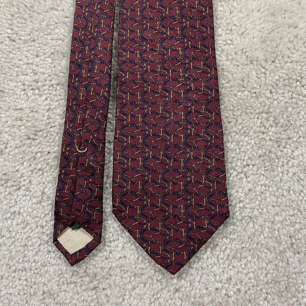 Tom James Tie Mens Silk USA Geometric Horse Bit Equestrian Pattern Menswear